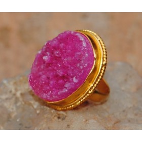 Pink Druzy Cocktail Ring 